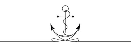 Continuous one line drawing of a sea anchor. Vector illustration