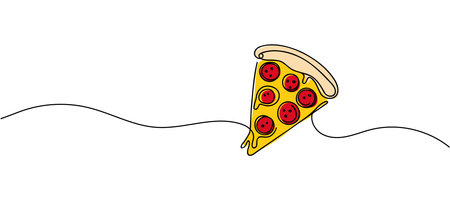 One continuous line drawing of a piece of pizza. Vector illustration.のイラスト素材