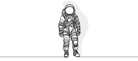 One continuous line drawing of a scientist astronaut. Astronaut space traveler conceptのイラスト素材