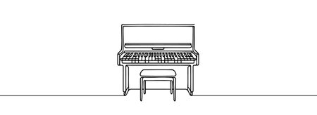 Drawing is a continuous drawing of a piano in one lineのイラスト素材