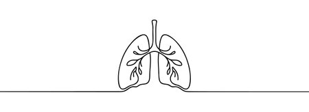 One continuous drawing of the anatomical organ of the human lungsのイラスト素材