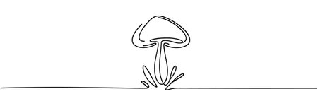 Continuous single line drawing of a mushroomのイラスト素材
