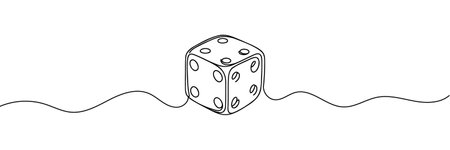 The game cube is drawn in one line. Continuous contour drawing of game cubesのイラスト素材