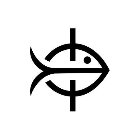 Christian logo icon Fish with crossのイラスト素材