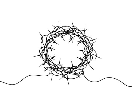 Continuous one line drawing of Christs crown of thornsのイラスト素材