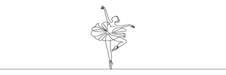 continuous line drawing of woman ballet dancerのイラスト素材
