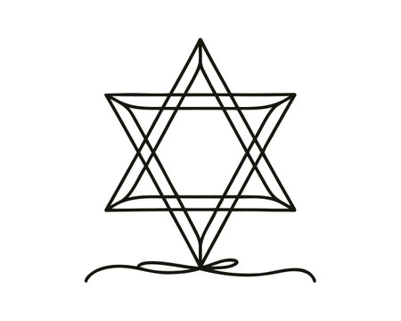 One continuous line draws the star of david.のイラスト素材