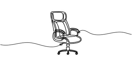 Computer chair, one line drawing, vector illustration.のイラスト素材