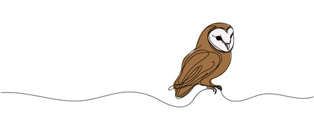 Online education owl one line graduation concept. E-learning training skill courses. vector illustrationのイラスト素材