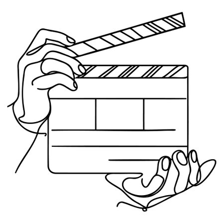 Continuous one line drawing of Film Clapper.のイラスト素材