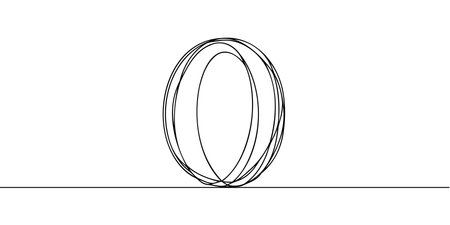 Number 0 in continuous line drawing style. Line art of number zero. Vector illustration. Abstract drawing number 0のイラスト素材