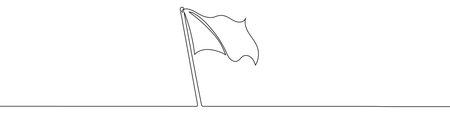 One line drawing of a flag. Editable continuous line. Vector illustrationのイラスト素材