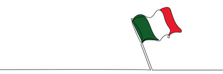 One line drawing of a flag Italy. Editable continuous line. Vector illustrationのイラスト素材