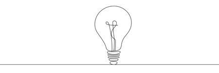 Light bulb isolated on white light bulb one line outline vector art illustration. Editable line.のイラスト素材