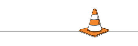 continuous line vector illustration design traffic cone.のイラスト素材