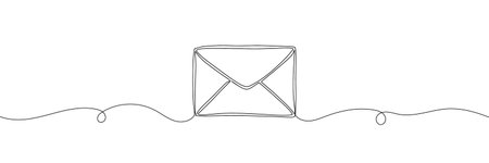 One continuous line drawing of email icon isolated on white background.のイラスト素材