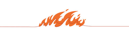 Continuous drawing of fire in one line. Fire flame one line art vector illustrationのイラスト素材