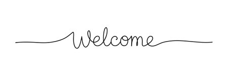 Welcome calligraphy lettering. One line continuous word welcome. Vector illustration.のイラスト素材