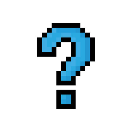 Pixel 8 Bit Question or Interrogation Mark Vector Illustration.のイラスト素材