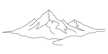 Continuous line drawing of mountain, editable line, one line drawing, vector illustration.のイラスト素材