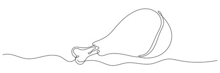 Pork knuckle in one line. Continuous line vector illustration of raw meat, bone-in meat, and pork. Editable line.のイラスト素材