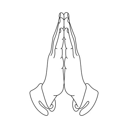 One Line Continuous Drawing of Raising Hands for Dua Pray. Islamic Traditional Prayer Gesture Line Art. Editable Strokeのイラスト素材