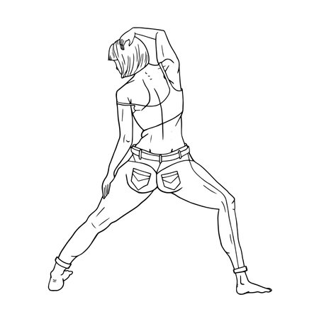 woman line dancing jeans and topのイラスト素材