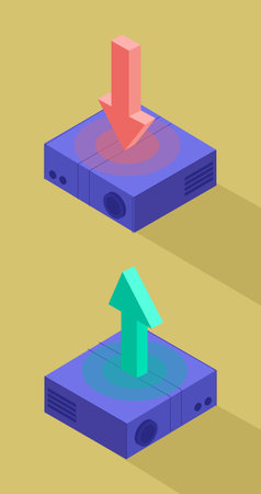 isometric upload download items symbolsのイラスト素材