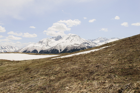 Mountains in the Adygeya Russia, the top in the snowの写真素材
