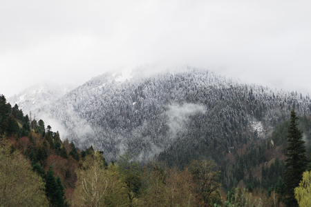 Mountains in the Caucasus Russia, the top in the snowの写真素材