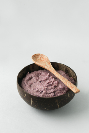 Coconut shell bowl , bowl made from coconut shell,green buckwheatの写真素材