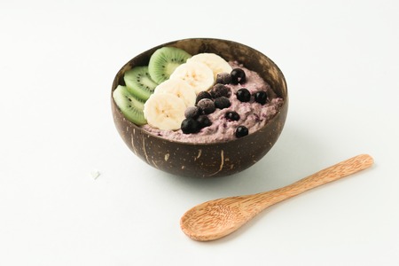 Coconut shell bowl , bowl made from coconut shell,green buckwheatの写真素材