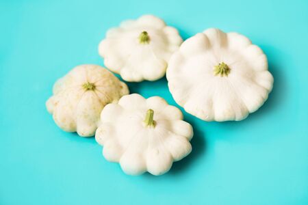 fresh Pattison on a blue background, summer foodの写真素材