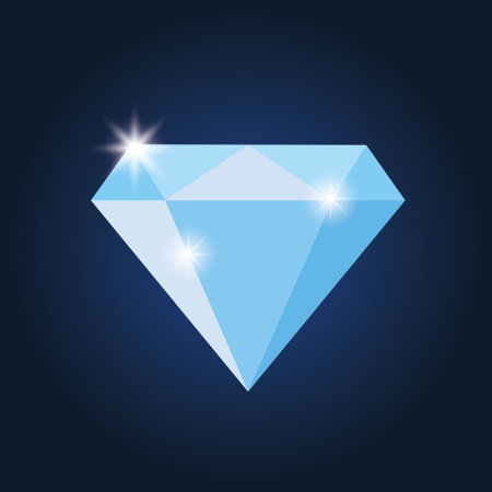 Diamond icon on blue background. Vector illustration. Flat design style.のイラスト素材