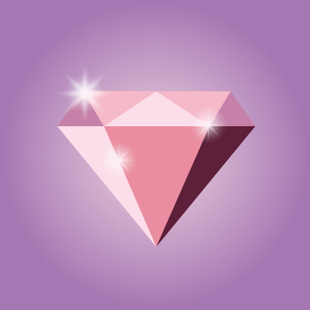 Diamond vector icon. Pink diamond on purple background. Diamond vector iconのイラスト素材