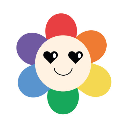 flower with heart icon over white background. colorful design. vector illustrationのイラスト素材