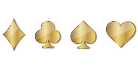 Gold playing cards on a white background. Vector illustration. Eps 10.のイラスト素材