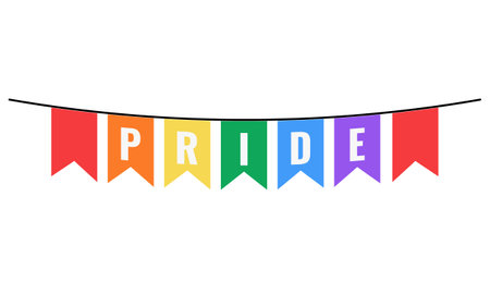 Colorful party flags isolated on a white background. Vector illustration.のイラスト素材
