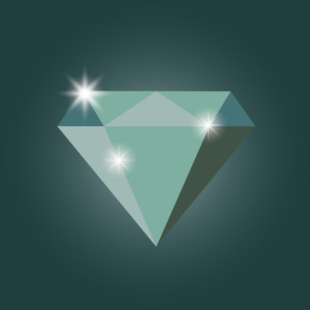 Diamond icon on a green background. Vector illustration. Eps 10.のイラスト素材