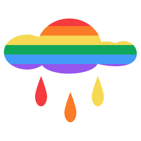 Rainbow and cloud icon. Flat color design. Vector illustration.のイラスト素材