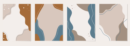Set of abstract hand drawn backgrounds in pastel colors. Vector illustration.のイラスト素材