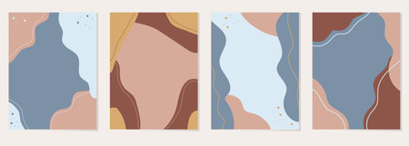 Set of creative universal art cards. Hand Drawn textures. Design for poster, card, invitation, placard, brochure cover.のイラスト素材