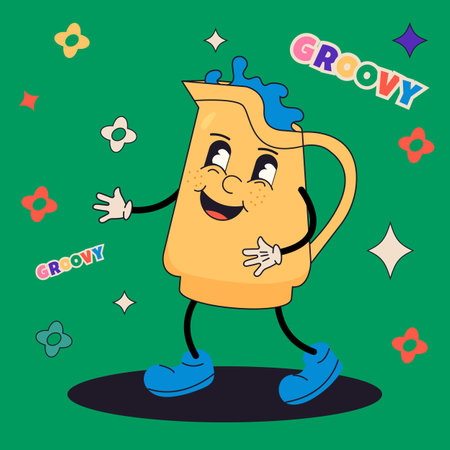 Cute cartoon kawaii coffee cup character. Vector illustration.のイラスト素材