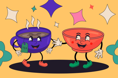 Coffee Cup Cartoon Mascot Character. Vector Illustrationのイラスト素材