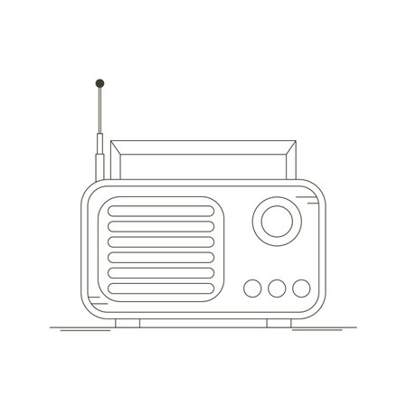 Retro radio icon. Vector illustration in thin line style on white background.のイラスト素材