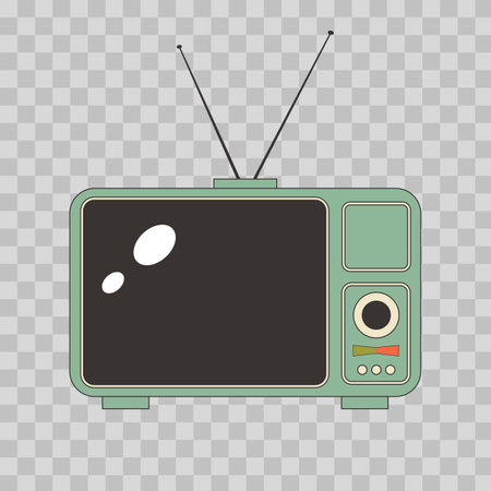 Retro TV with antenna. Vector illustration on a transparent background.のイラスト素材