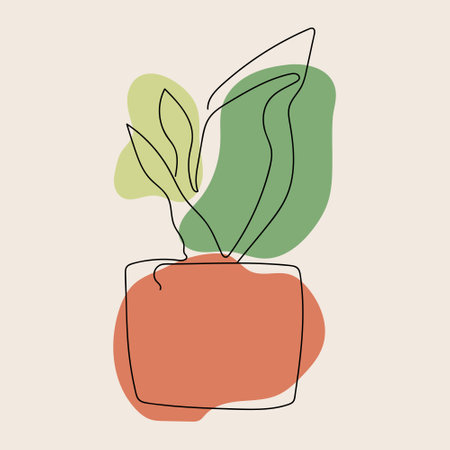 Plant in a pot. Minimalist style. Vector illustrationのイラスト素材