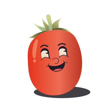 Funny tomato character. Cartoon kawaii vegetable. Vector illustrationのイラスト素材