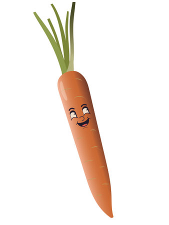 Carrot with smiling face isolated on white background. Vector illustration.のイラスト素材