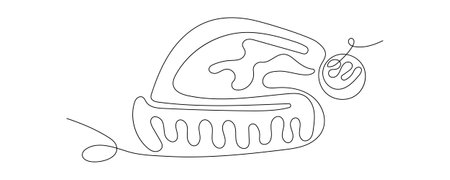 Continuous one simple single abstract line drawing of iron icon isolated on white background.のイラスト素材